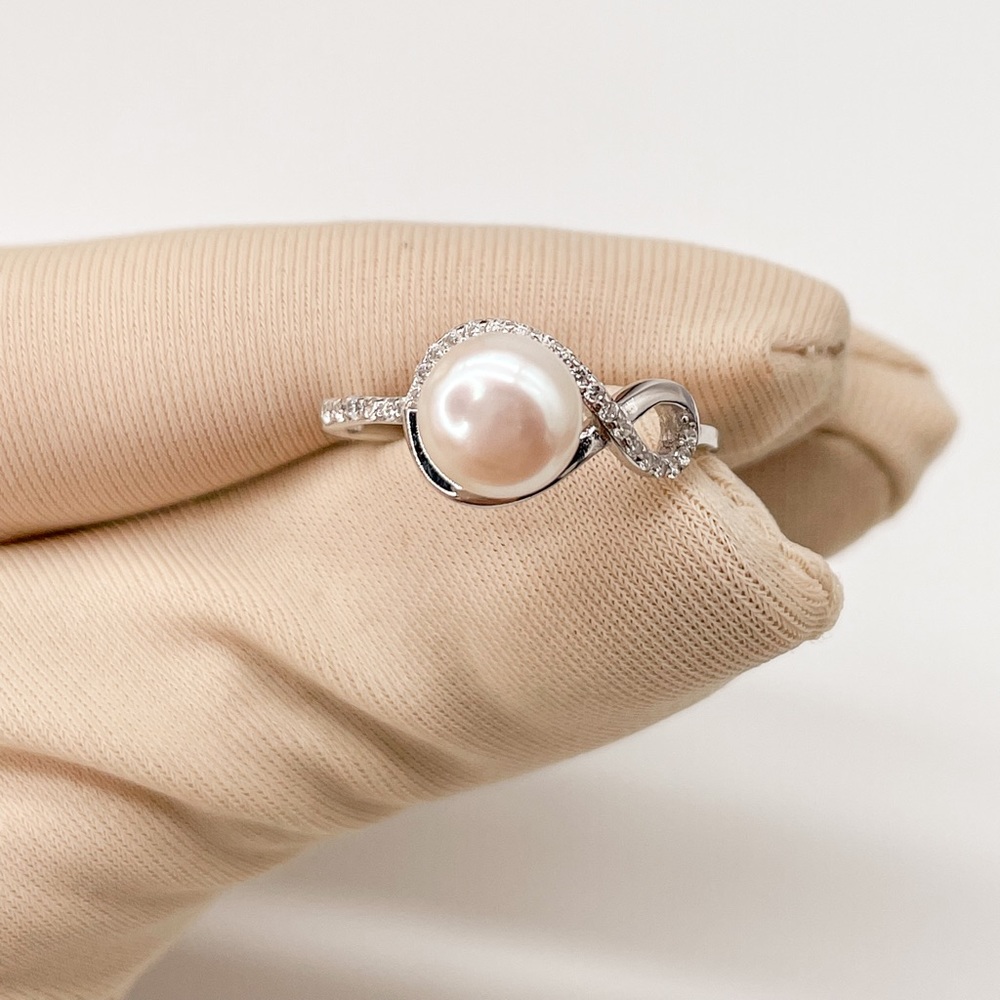 Freshwater pearl S925 Silver Ring sz 6 7 INFINITY